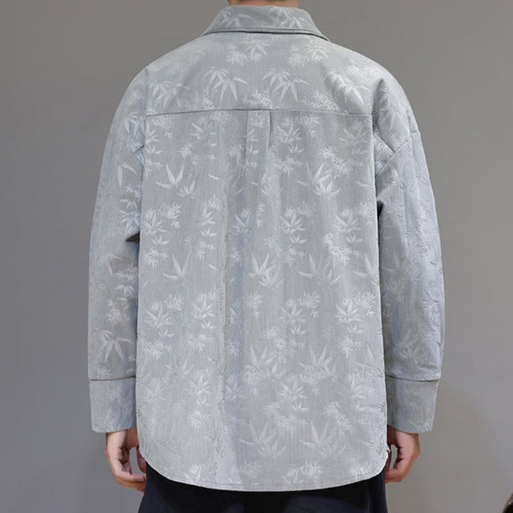 Giacca da uomo in cotone a maniche lunghe con bottoni a rana, motivo jacquard con Buddha Stones - image 11