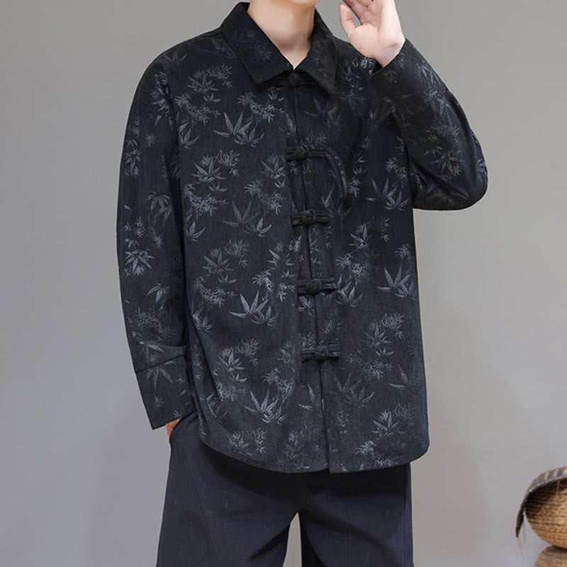Giacca da uomo in cotone a maniche lunghe con bottoni a rana, motivo jacquard con Buddha Stones - image 6