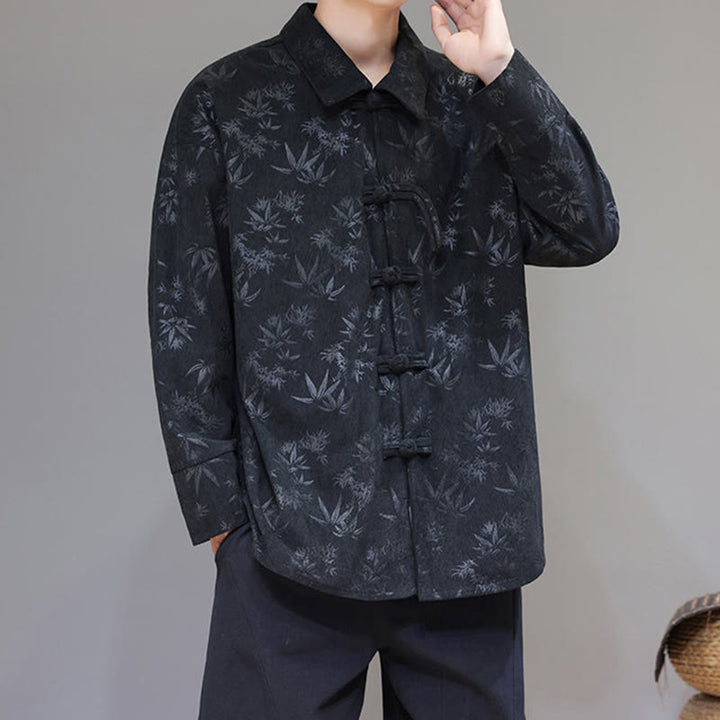 Giacca da uomo in cotone a maniche lunghe con bottoni a rana, motivo jacquard con Buddha Stones - image 6