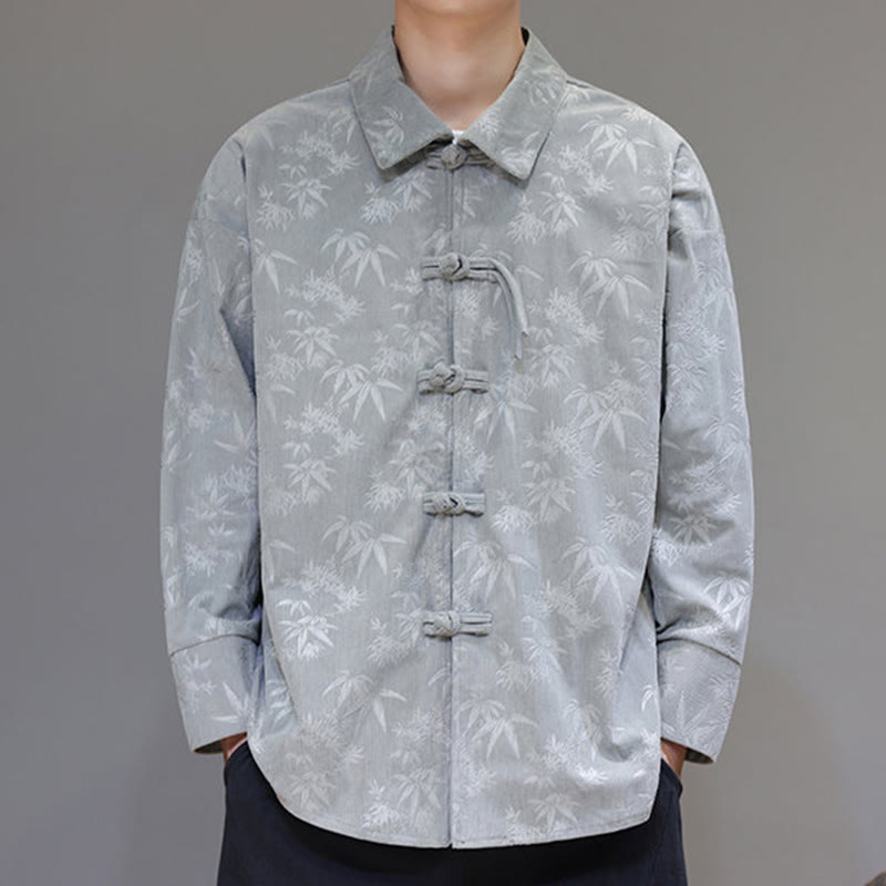 Giacca da uomo in cotone a maniche lunghe con bottoni a rana, motivo jacquard con Buddha Stones - image 10