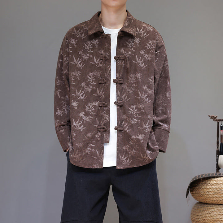 Giacca da uomo in cotone a maniche lunghe con bottoni a rana, motivo jacquard con Buddha Stones - image 26