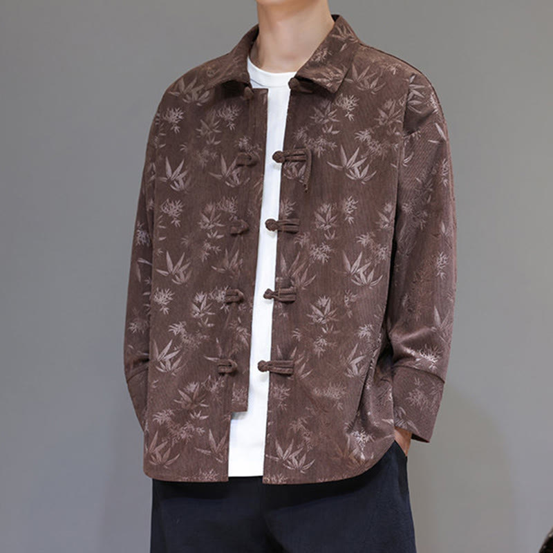 Giacca da uomo in cotone a maniche lunghe con bottoni a rana, motivo jacquard con Buddha Stones - image 28
