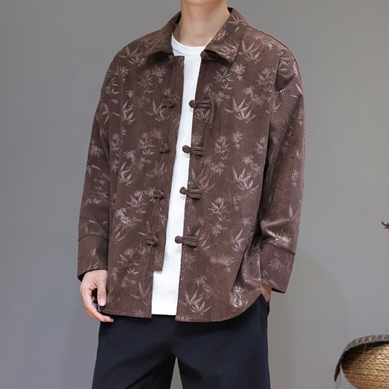 Giacca da uomo in cotone a maniche lunghe con bottoni a rana, motivo jacquard con Buddha Stones - image 29