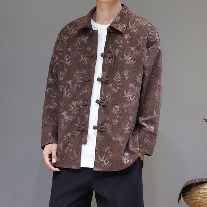 Giacca da uomo in cotone a maniche lunghe con bottoni a rana, motivo jacquard con Buddha Stones - image 29
