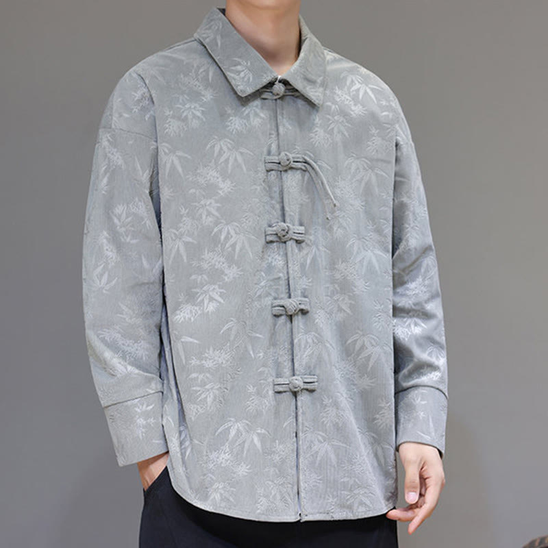 Giacca da uomo in cotone a maniche lunghe con bottoni a rana, motivo jacquard con Buddha Stones - image 12