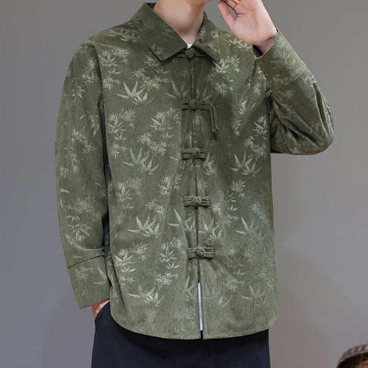 Giacca da uomo in cotone a maniche lunghe con bottoni a rana, motivo jacquard con Buddha Stones - image 23