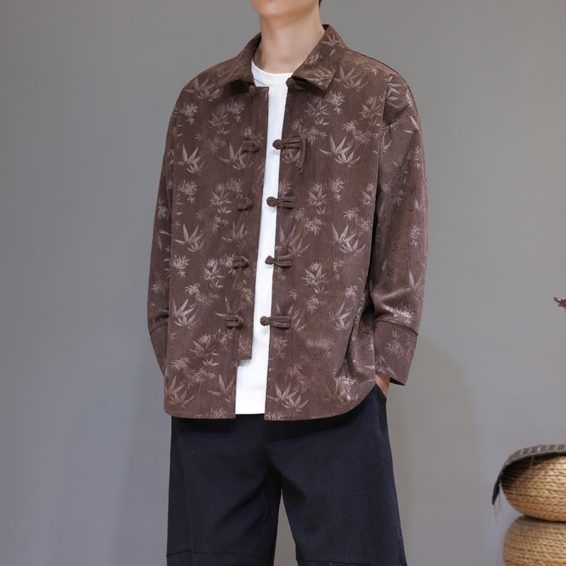 Giacca da uomo in cotone a maniche lunghe con bottoni a rana, motivo jacquard con Buddha Stones - Siena - US/UK/AU48, EU58 (5XL) - image 25