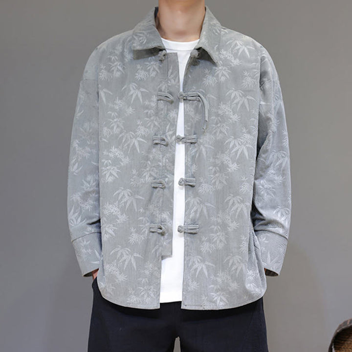 Giacca da uomo in cotone a maniche lunghe con bottoni a rana, motivo jacquard con Buddha Stones - image 13