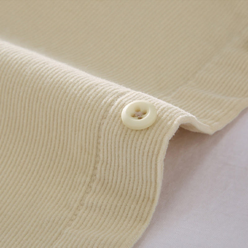 Camicia da uomo in velluto a coste di puro cotone a maniche lunghe con bottoni in tinta unita Buddha Stones - image 10