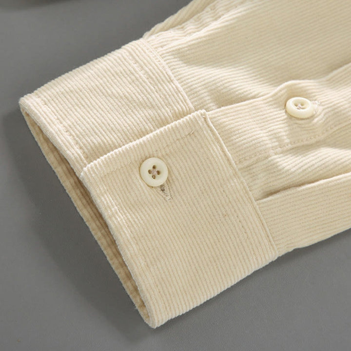Camicia da uomo in velluto a coste di puro cotone a maniche lunghe con bottoni in tinta unita Buddha Stones - image 11