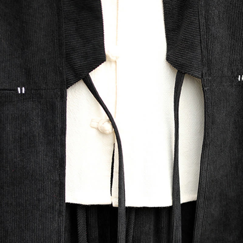 Giacca da uomo in velluto a coste di cotone con maniche lunghe, aperta sul davanti, tinta unita, motivo Buddha Stones , kimono con tasche - image 20