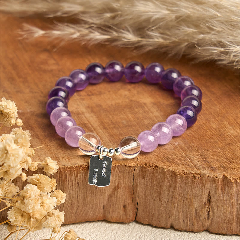 Bracciale portafortuna Buddha Stones, ametista, quarzo rosa e quarzo fragola - image 1