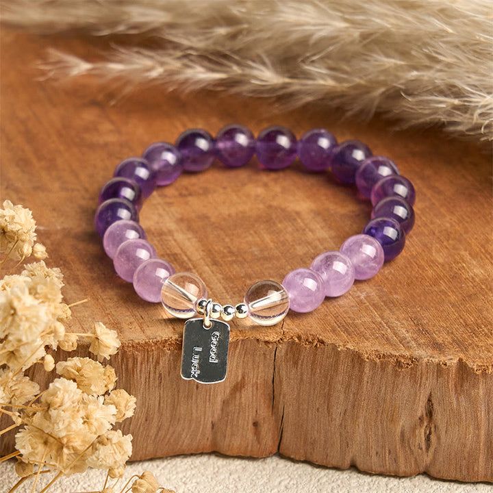 Bracciale portafortuna Buddha Stones, ametista, quarzo rosa e quarzo fragola - image 1