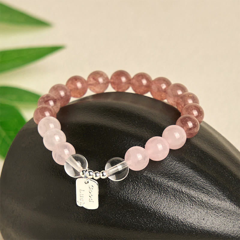 Bracciale portafortuna Buddha Stones, ametista, quarzo rosa e quarzo fragola - image 14