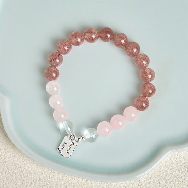 Bracciale portafortuna Buddha Stones, ametista, quarzo rosa e quarzo fragola - image 19