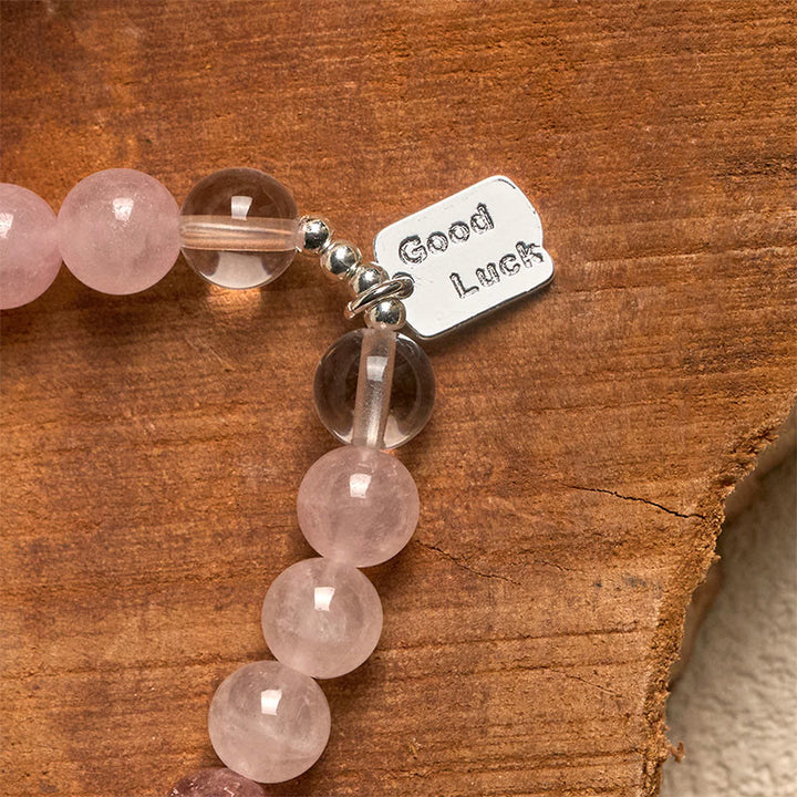 Bracciale portafortuna Buddha Stones, ametista, quarzo rosa e quarzo fragola - image 15