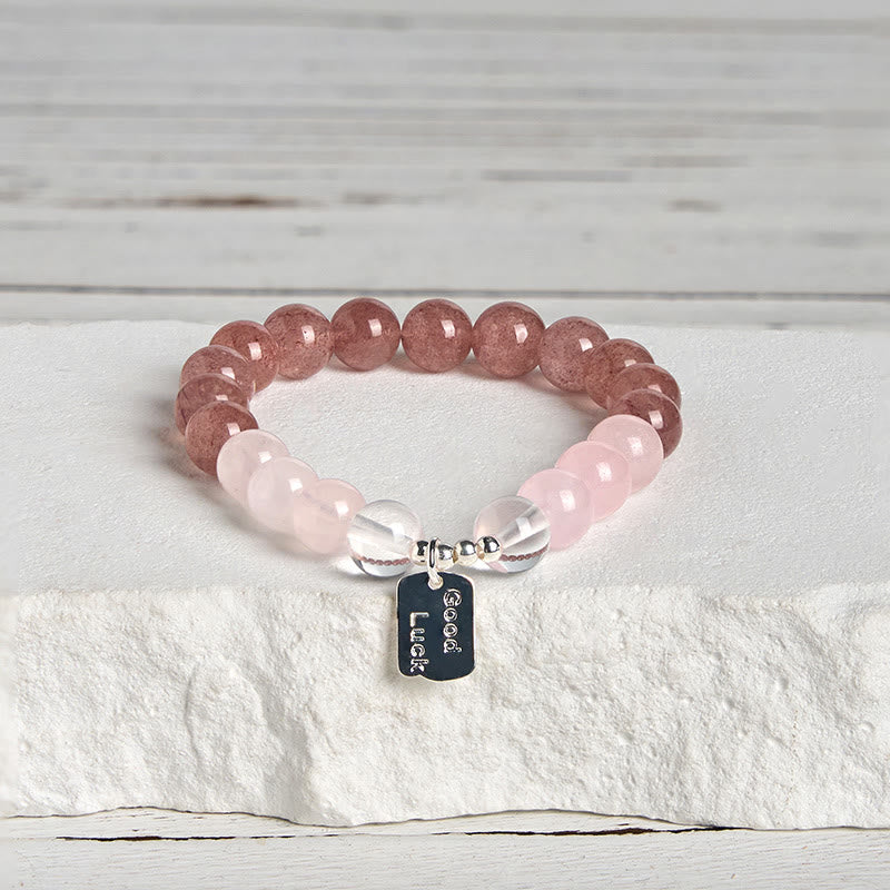 Bracciale portafortuna Buddha Stones, ametista, quarzo rosa e quarzo fragola - Quarzo rosa e quarzo rosa (circonferenza del polso: 15-17 cm) - image 12