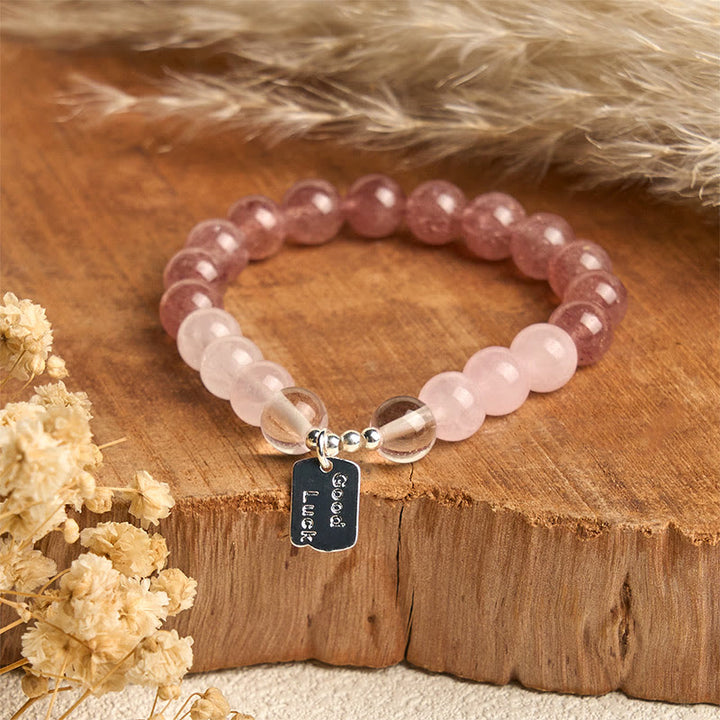 Bracciale portafortuna Buddha Stones, ametista, quarzo rosa e quarzo fragola - image 13
