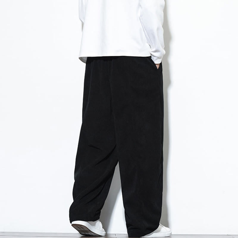 Pantaloni harem da uomo in puro velluto a coste con coulisse e tasche, con motivo Buddha Stones. - image 27