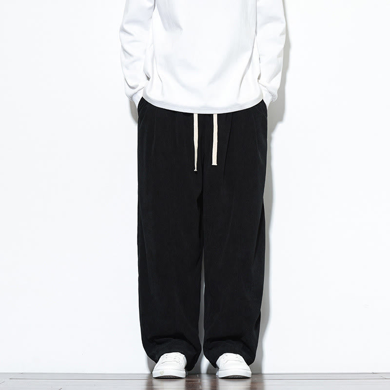 Pantaloni harem da uomo in puro cotone a coste con tasche e coulisse Buddha Stones - Nero - US/UK/AU46, EU56 (5XL) - image 23