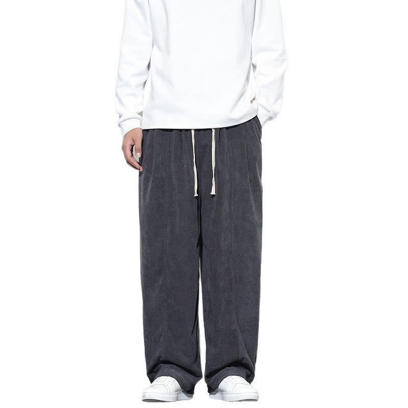 Pantaloni harem da uomo in puro velluto a coste con coulisse e tasche, con motivo Buddha Stones. - image 19