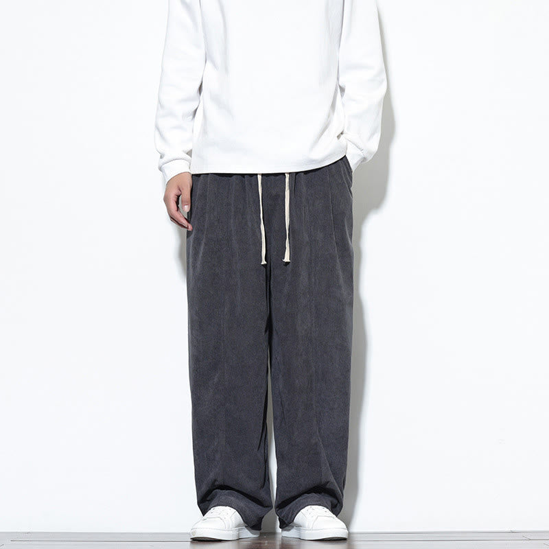 Pantaloni harem da uomo in puro cotone a coste con tasche e coulisse Buddha Stones - Grigio ardesia - US/UK/AU46, EU56 (5XL) - image 10