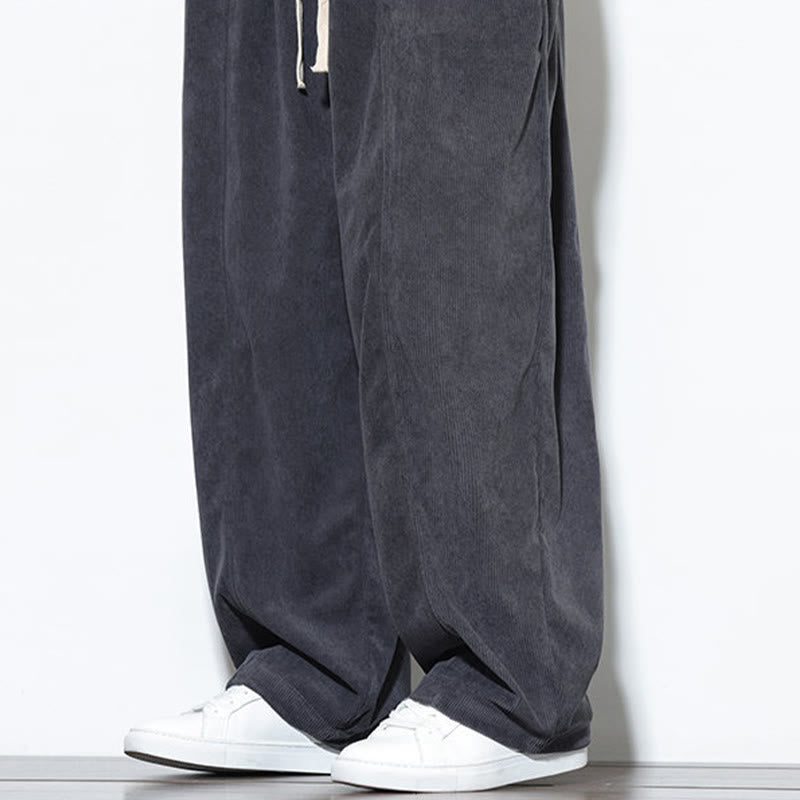 Pantaloni harem da uomo in puro velluto a coste con coulisse e tasche, con motivo Buddha Stones. - image 22