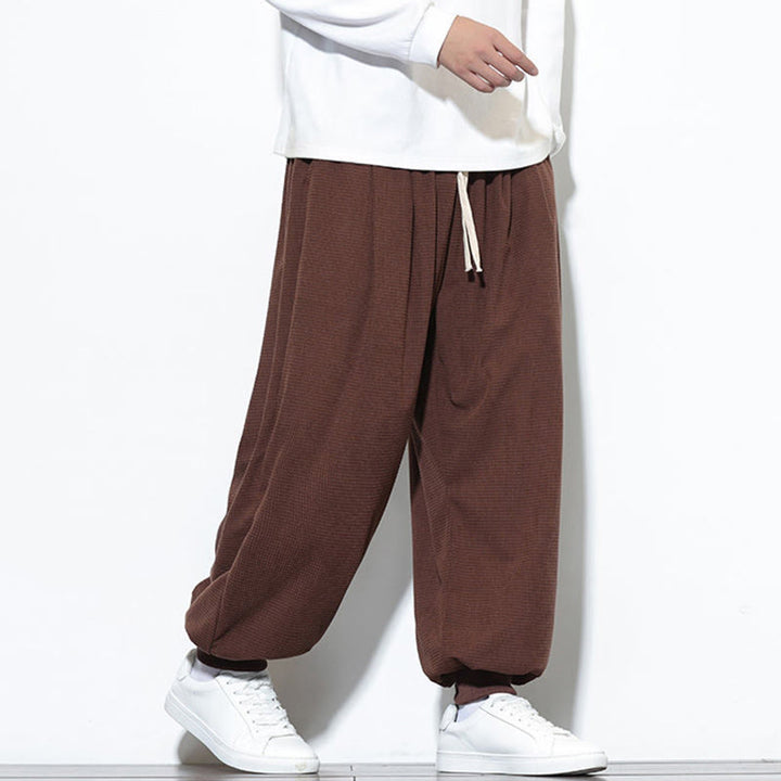 Pantaloni da uomo in velluto a coste di cotone con coulisse, modello semplice, modello Buddha Stones Fall Plain con tasche - image 60