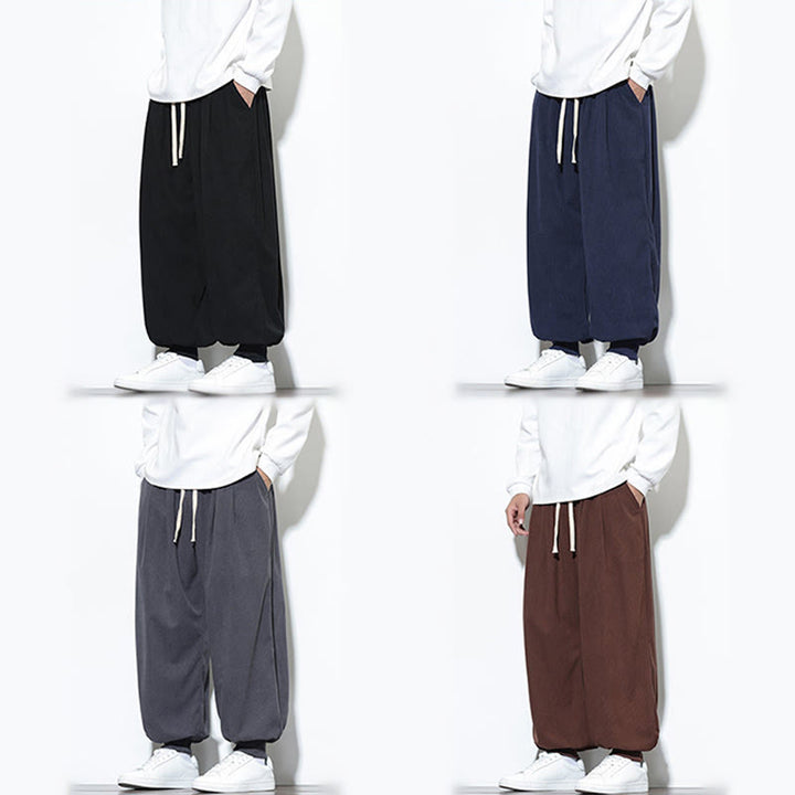 Pantaloni da uomo in velluto a coste di cotone con coulisse, modello semplice, modello Buddha Stones Fall Plain con tasche - image 73