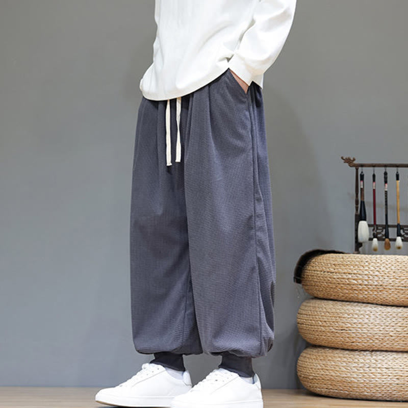 Pantaloni da uomo in velluto a coste di cotone con coulisse, modello semplice, modello Buddha Stones Fall Plain con tasche - image 5