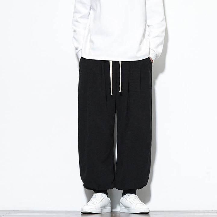 Pantaloni da uomo in velluto a coste di cotone con coulisse, modello semplice, modello Buddha Stones Fall Plain con tasche - Nero - US/UK/AU46, EU56 (5XL) - image 21