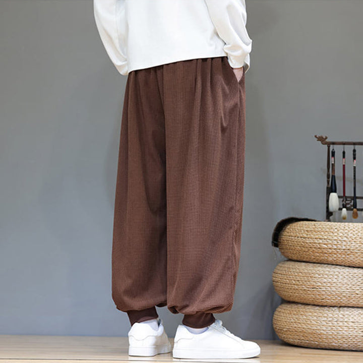Pantaloni da uomo in velluto a coste di cotone con coulisse, modello semplice, modello Buddha Stones Fall Plain con tasche - image 70