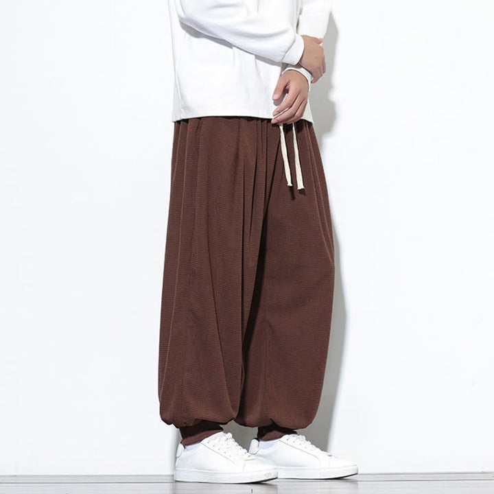 Pantaloni da uomo in velluto a coste di cotone con coulisse, modello semplice, modello Buddha Stones Fall Plain con tasche - image 63