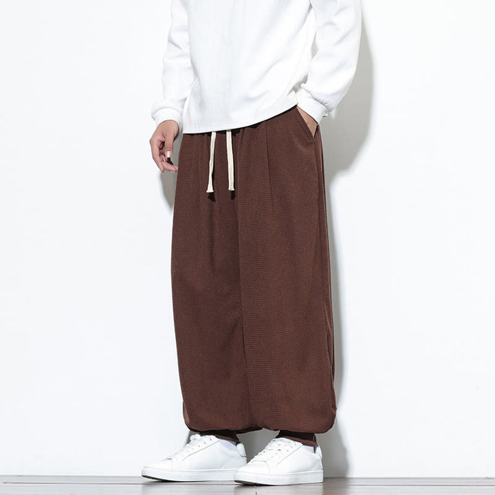 Pantaloni da uomo in velluto a coste di cotone con coulisse, modello semplice, modello Buddha Stones Fall Plain con tasche - image 61