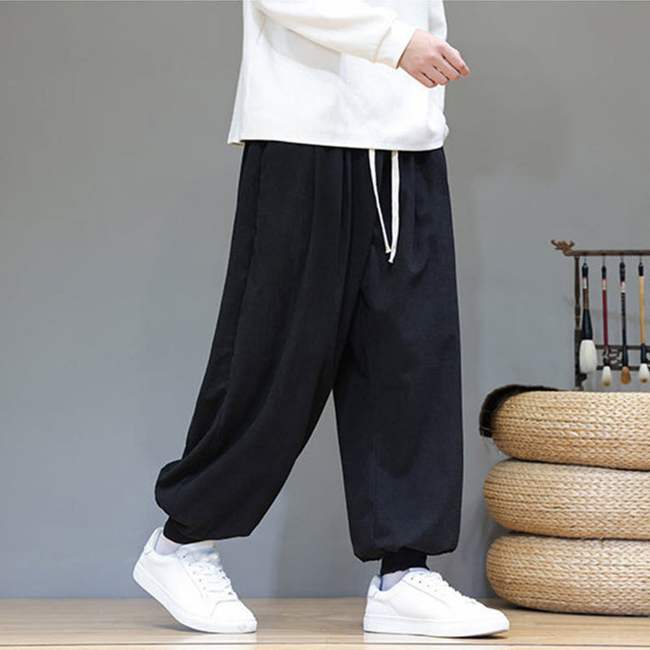 Pantaloni da uomo in velluto a coste di cotone con coulisse, modello semplice, modello Buddha Stones Fall Plain con tasche - image 33