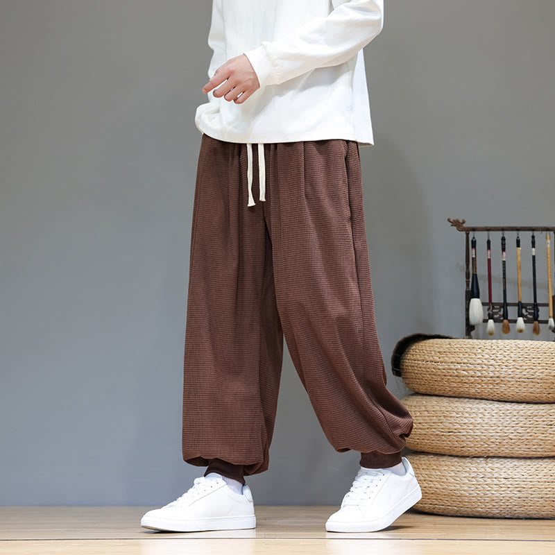 Pantaloni da uomo in velluto a coste di cotone con coulisse, modello semplice, modello Buddha Stones Fall Plain con tasche - image 65
