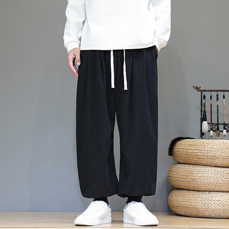 Pantaloni da uomo in velluto a coste di cotone con coulisse, modello semplice, modello Buddha Stones Fall Plain con tasche - image 31