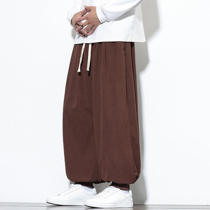 Pantaloni da uomo in velluto a coste di cotone con coulisse, modello semplice, modello Buddha Stones Fall Plain con tasche - image 62