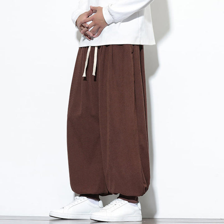 Pantaloni da uomo in velluto a coste di cotone con coulisse, modello semplice, modello Buddha Stones Fall Plain con tasche - image 62