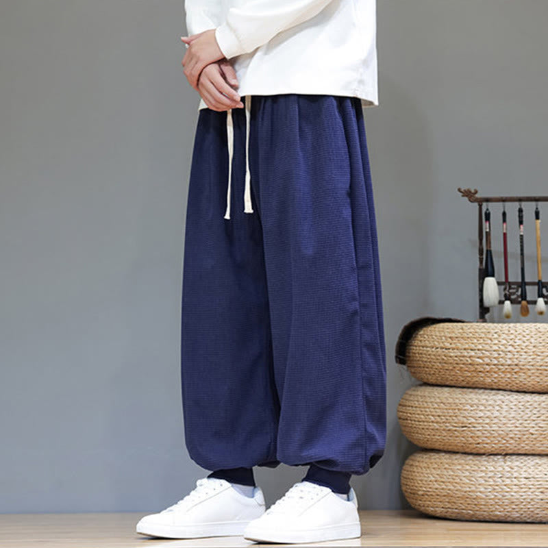 Pantaloni da uomo in velluto a coste di cotone con coulisse, modello semplice, modello Buddha Stones Fall Plain con tasche - image 49