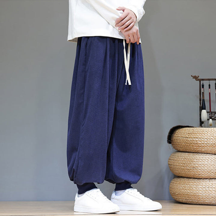 Pantaloni da uomo in velluto a coste di cotone con coulisse, modello semplice, modello Buddha Stones Fall Plain con tasche - image 50