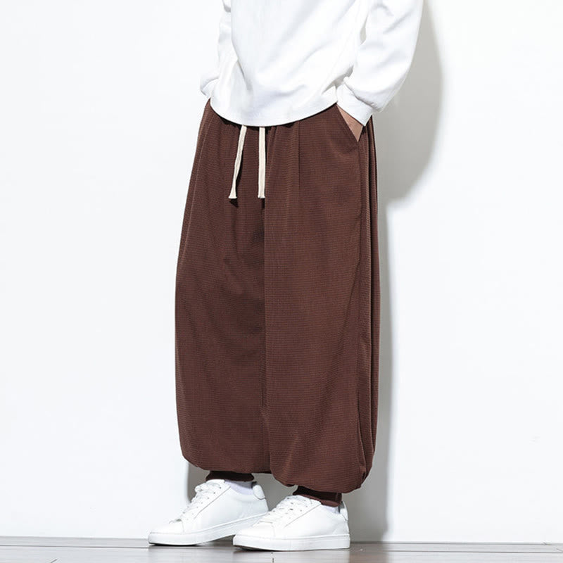Pantaloni da uomo in velluto a coste di cotone con coulisse, modello semplice, modello Buddha Stones Fall Plain con tasche - image 57