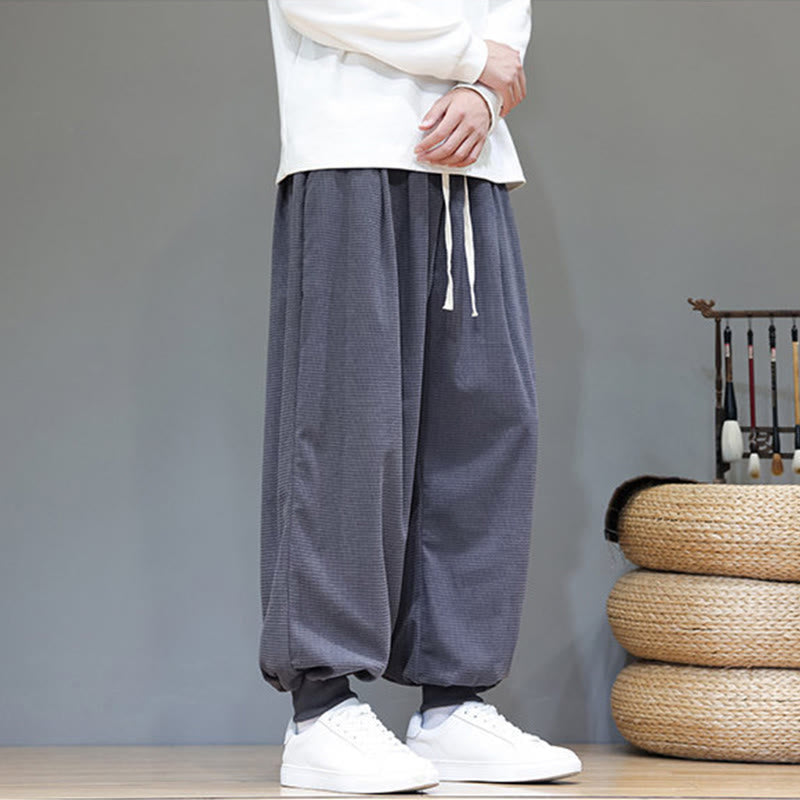 Pantaloni da uomo in velluto a coste di cotone con coulisse, modello semplice, modello Buddha Stones Fall Plain con tasche - image 4