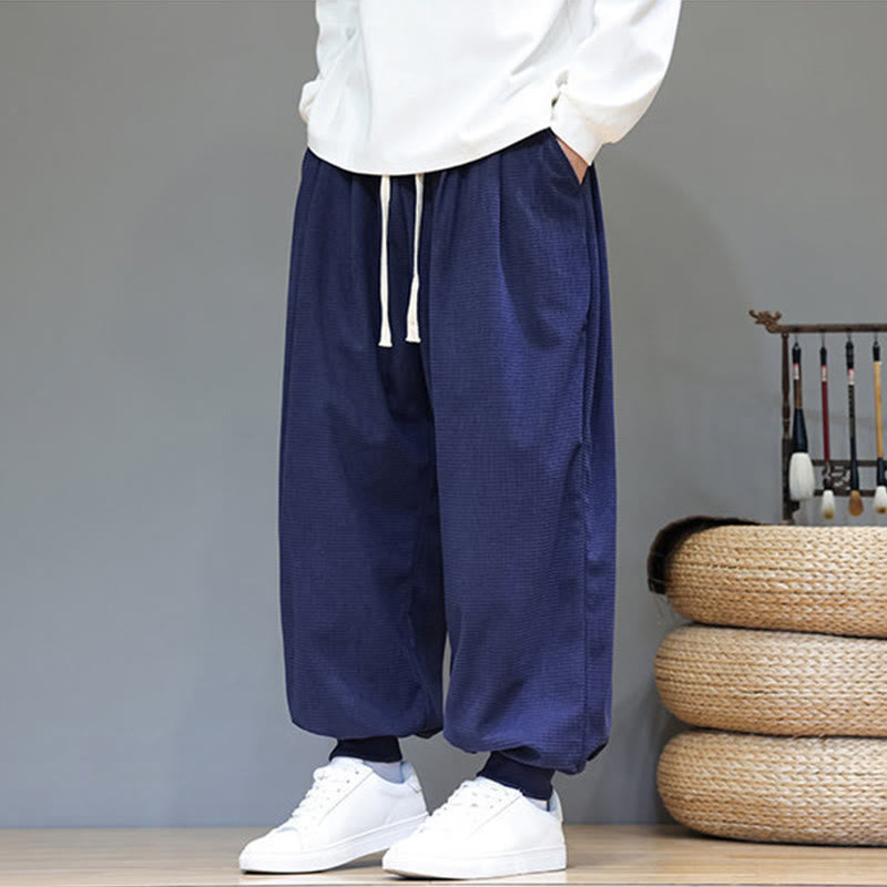 Pantaloni da uomo in velluto a coste di cotone con coulisse, modello semplice, modello Buddha Stones Fall Plain con tasche - image 53