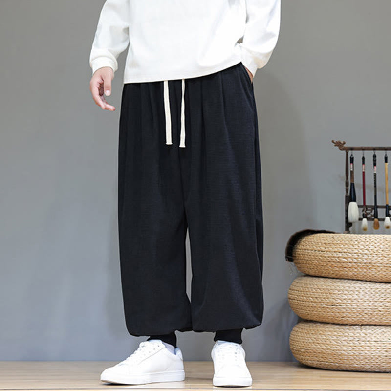 Pantaloni da uomo in velluto a coste di cotone con coulisse, modello semplice, modello Buddha Stones Fall Plain con tasche - image 36