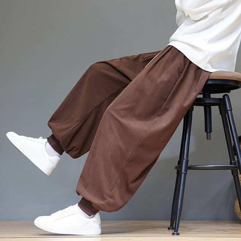 Pantaloni da uomo in velluto a coste di cotone con coulisse, modello semplice, modello Buddha Stones Fall Plain con tasche - image 71