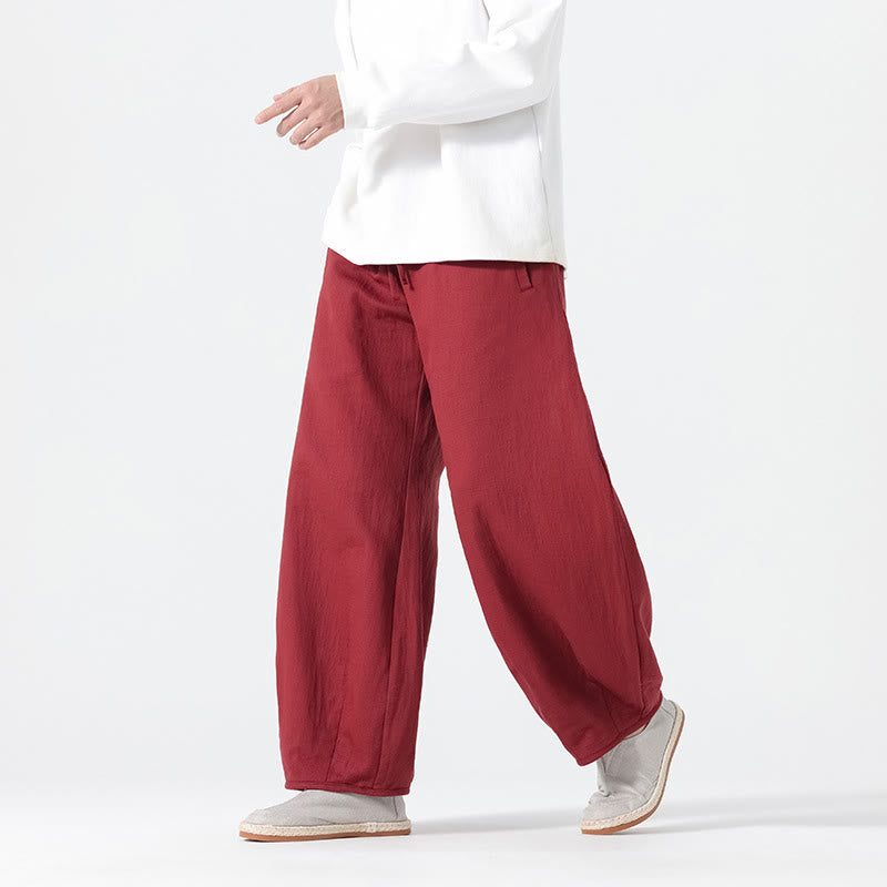 Pantaloni da uomo in puro cotone con coulisse e tasche, stile zen cinese, modello Buddha Stones Daily - image 14