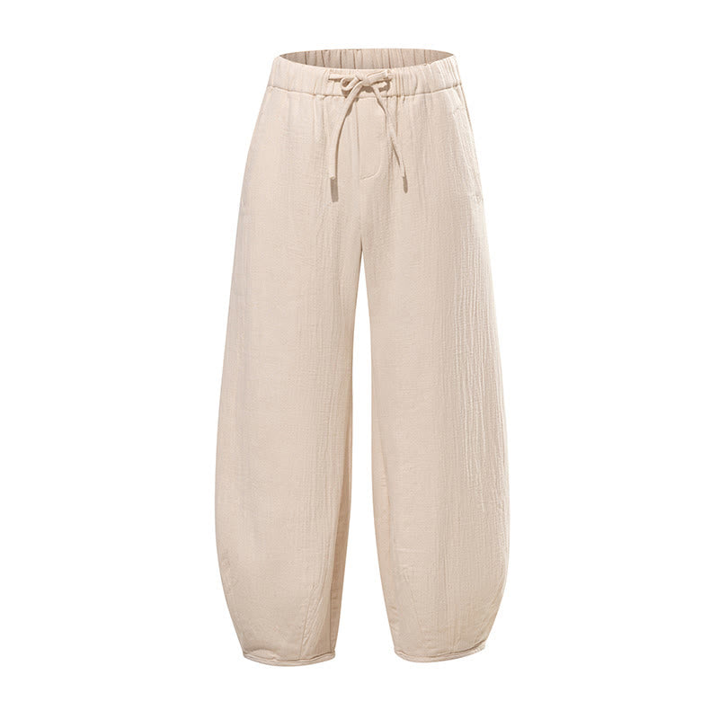 Pantaloni da uomo in puro cotone con coulisse e tasche, stile zen cinese, modello Buddha Stones Daily - image 9