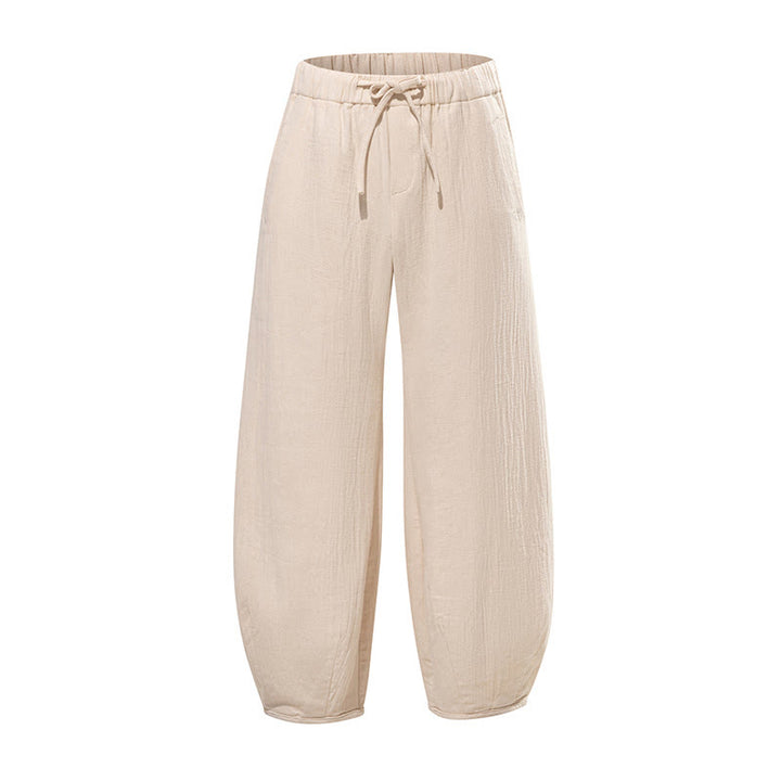 Pantaloni da uomo in puro cotone con coulisse e tasche, stile zen cinese, modello Buddha Stones Daily - image 9