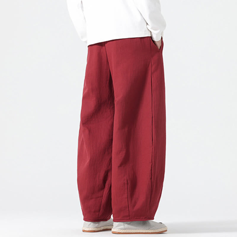 Pantaloni da uomo a gamba larga in stile zen cinese con coulisse e tasche, stile Buddha Stones Daily - image 12